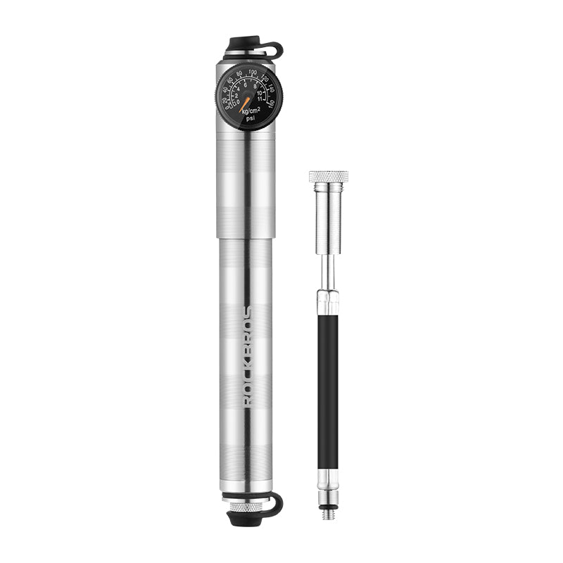 ROCKBROS Ultralight  Bike Tire Shock Mini Pump 160PSI High Pressure - Silver