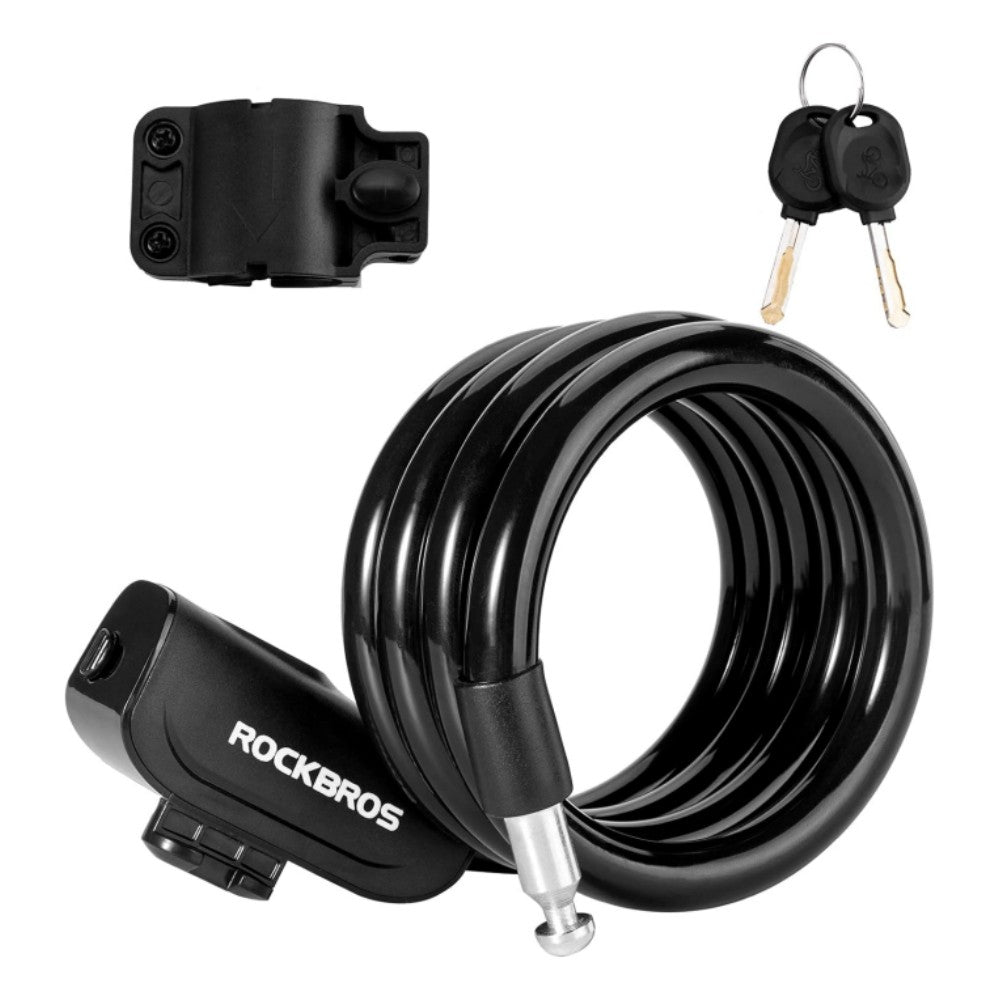 ROCKBROS 3ft Bike Cable Lock - Secure, Lightweight with Mounting Bracket - Black