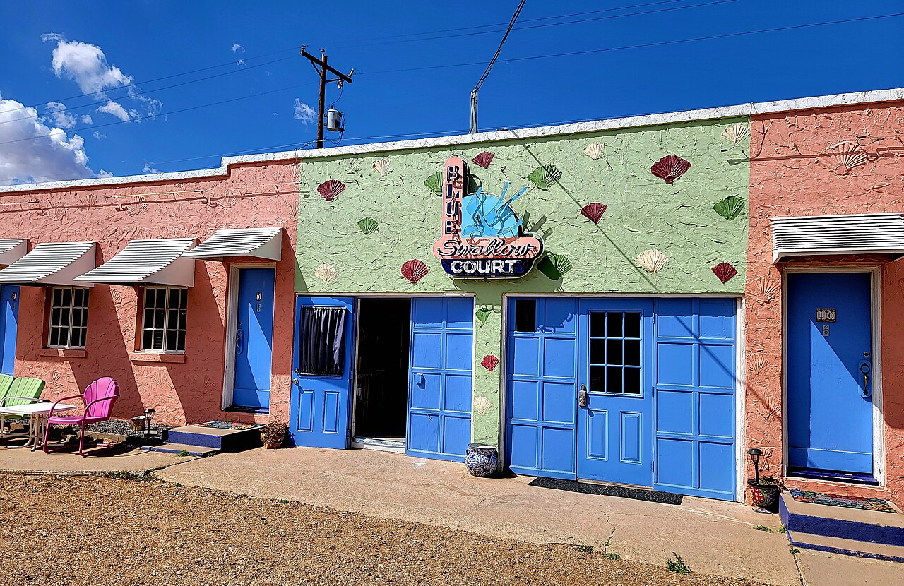 Interior court at thd Blue Swallow Motel, illustrative activity photo