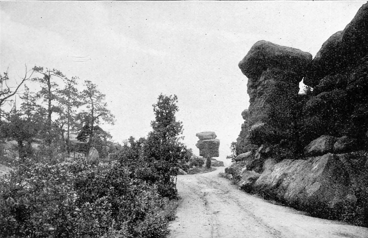 Balancing Rock, Garden of the Gods, Colorado ca. 1922, illustrative activity photo