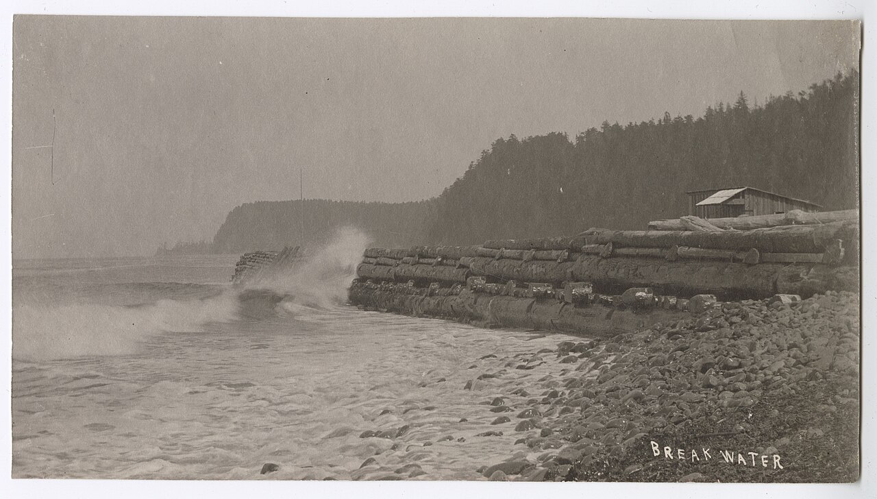 Olympic Peninsula breakwater, ca. 1900 - DPLA - 0fb98facd9b3273646238f92ab3b2842, illustrative activity photo