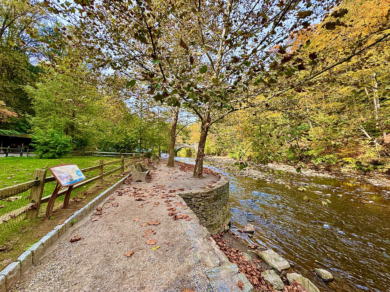 Wissahickon Creek in autumn near the Valley Green Inn, illustrative activity photo