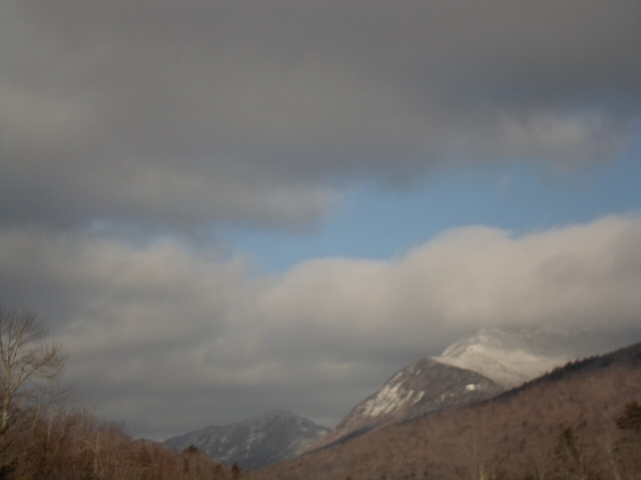 Franconia Notch Parkway Freeway Scenic Byway in Franconia Notch State Park view to Franconia Range White Mountains New Hampshire, illustrative activity photo