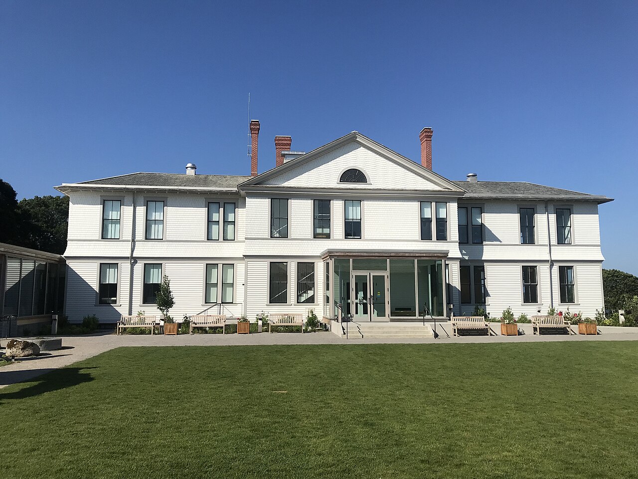Martha's Vineyard Museum, July 2019 - back of building - main entrance, illustrative activity photo