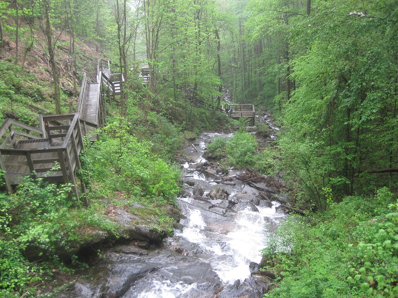 Amicalola Falls looking down on stairs, illustrative activity photo