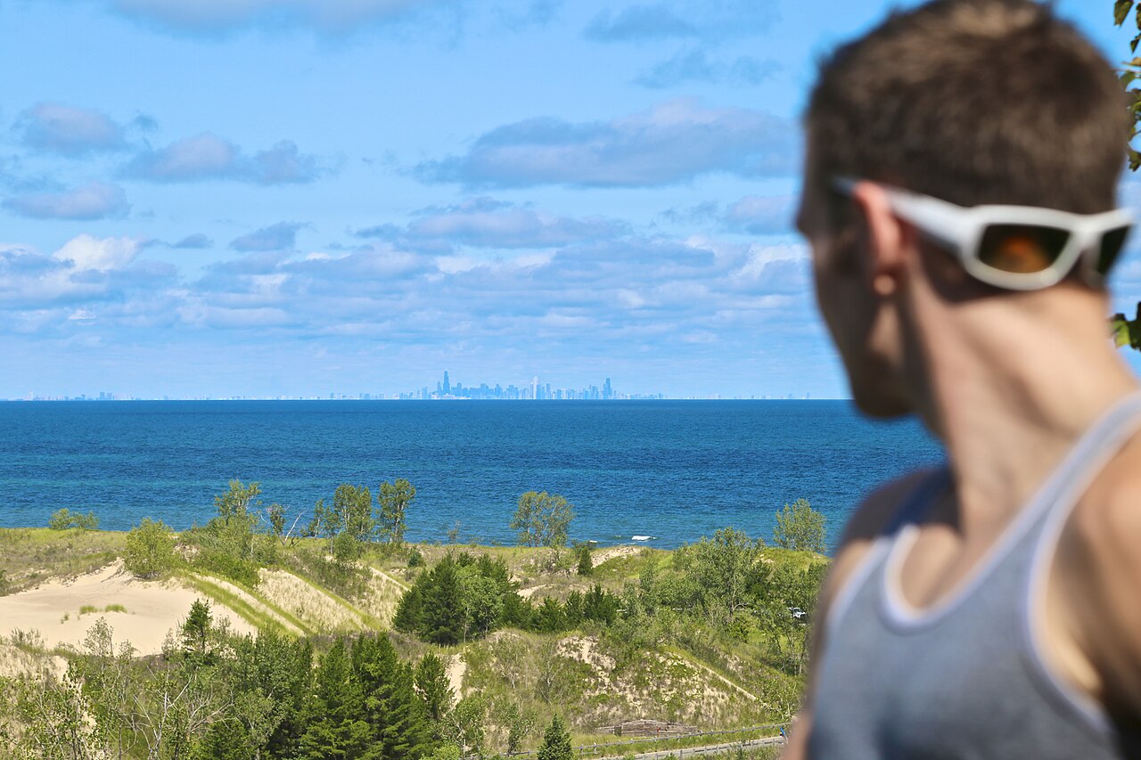 View of Chicago Skyline from West Beach, Indiana Dunes National Park, illustrative photo