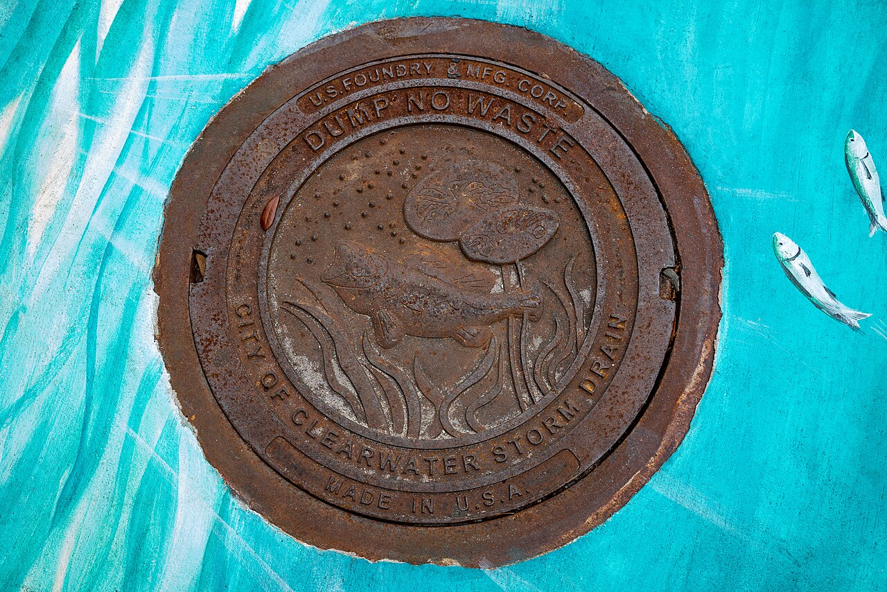 City of Clearwater Storm Drain Manhole Lid, illustrative activity photo