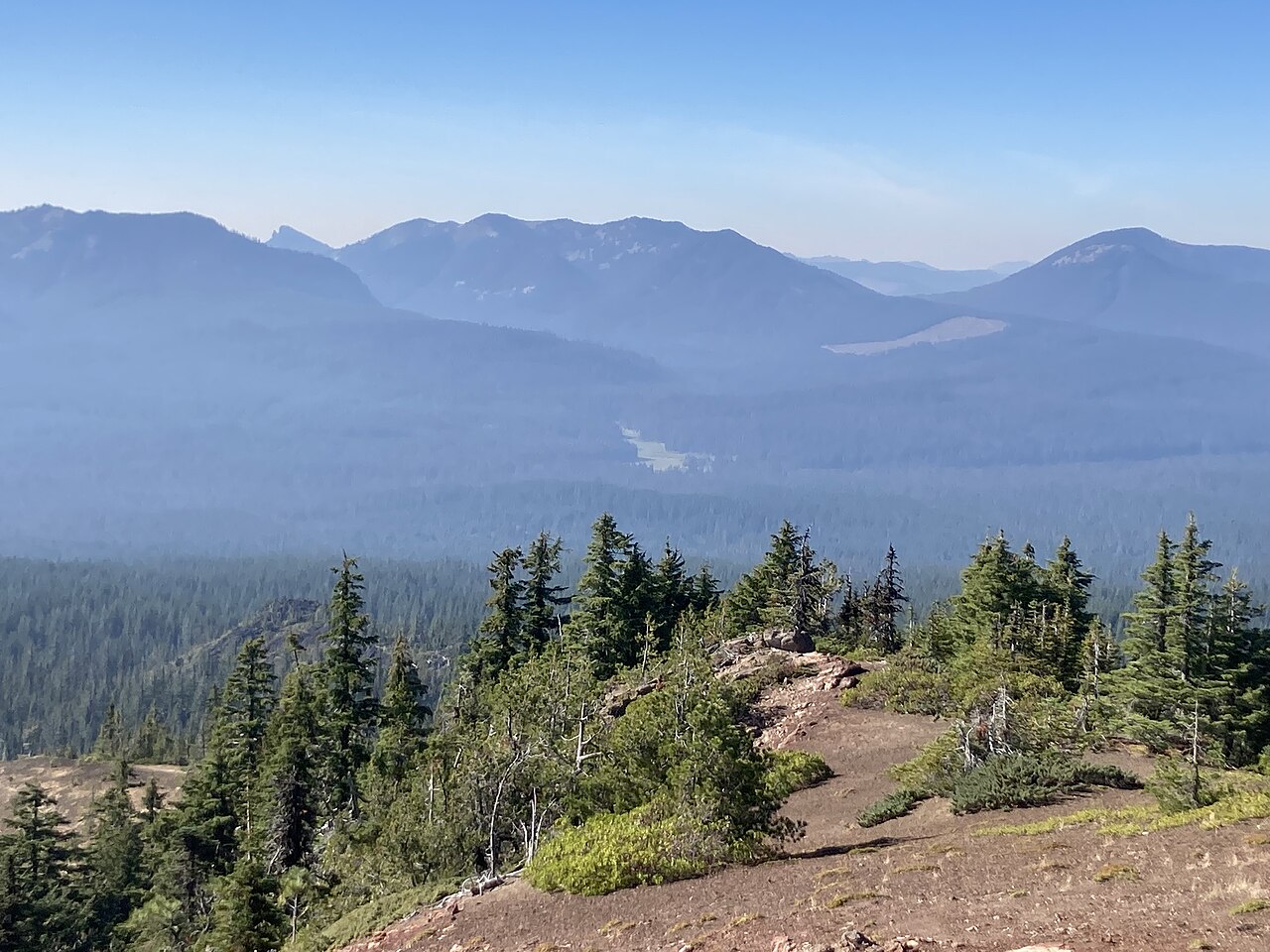 Willamette National Forest as seen from Sand Mountain Lookout with Fish Lake in background, illustrative activity photo
