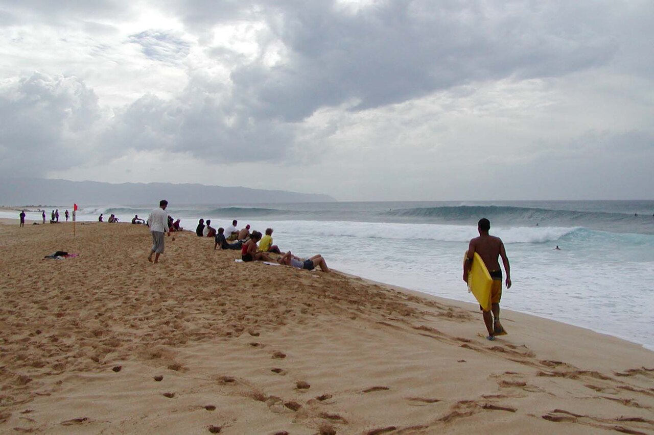 Oahu North Shore surfing watchers, illustrative activity photo