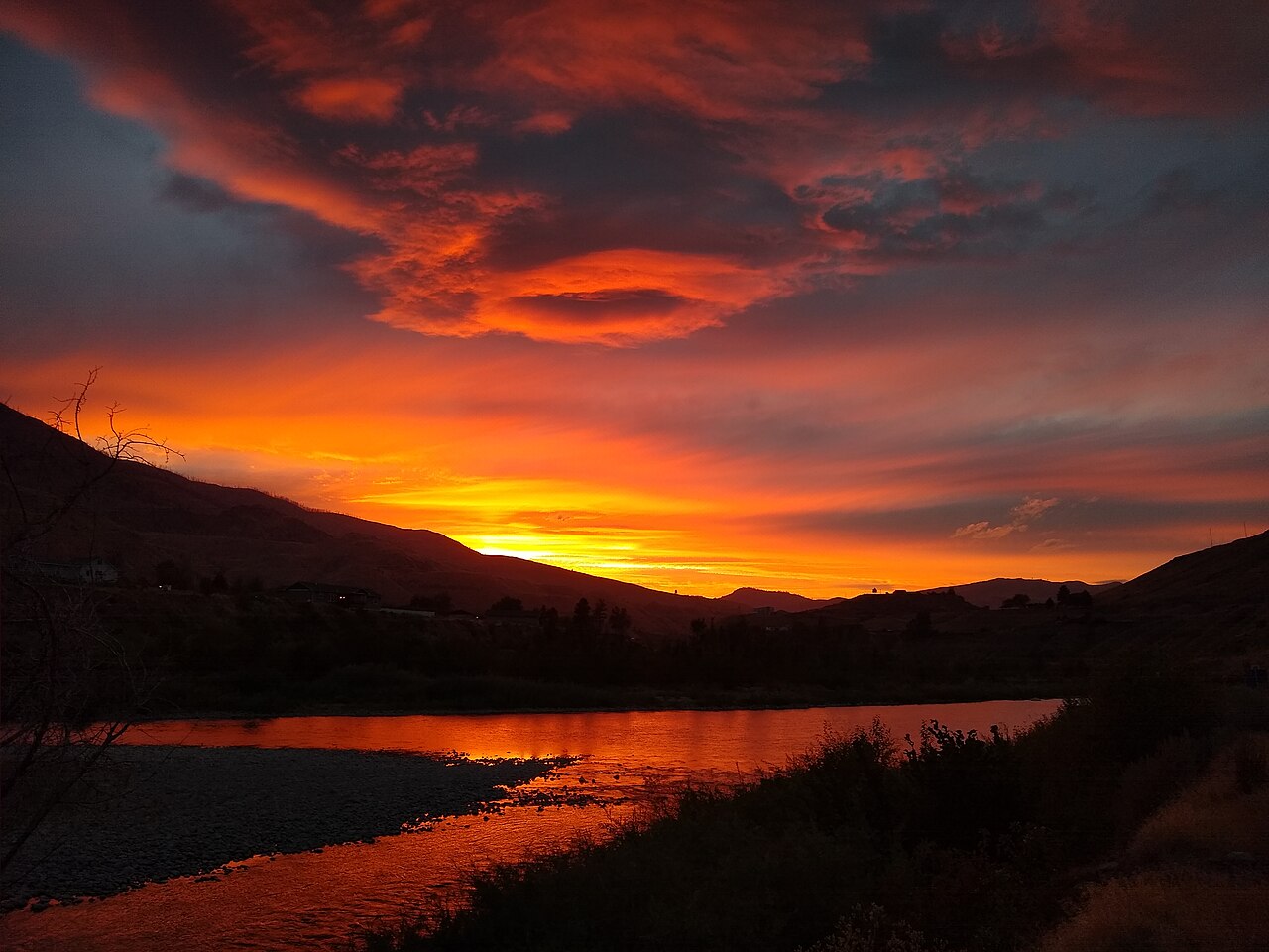 Methow River near Pateros at sunset, illustrative activity photo