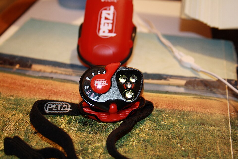 Petzl LED outdoor headlamp, off position in Prague, illustrative gear photo